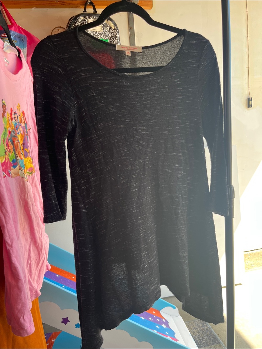 Black Long Sleeve Tunic Top - Comfort Stretch